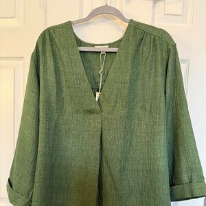 Max Studio - London Green Blouse – Women’s Size 2X – 3/4 Sleeve